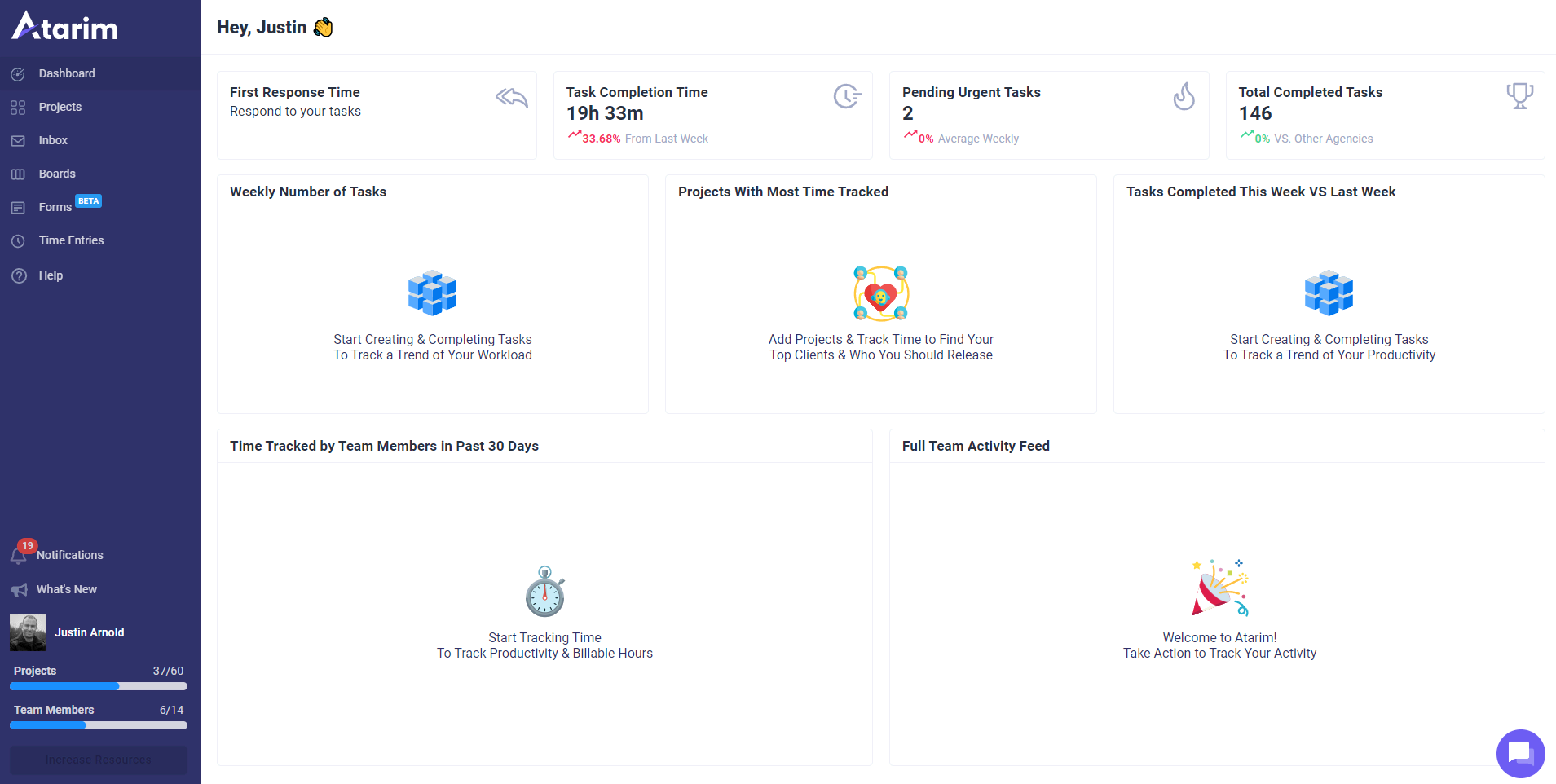Atarim dashboard